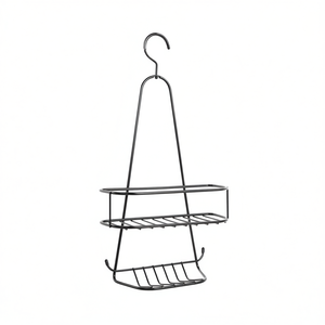 Étagère de rangement suspendue pour salle de bain, noir mat, 10,5 cm de largeur, 25,5 cm de longueur, 47,5 cm de hauteur - Product Image 3