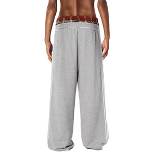 <span class=keywords><strong>Pantaloni</strong></span> della tuta a vita doppia ricamati con Logo personalizzato <span class=keywords><strong>pantaloni</strong></span> 100% tuta larghi in cotone <span class=keywords><strong>oversize</strong></span> <span class=keywords><strong>pantaloni</strong></span> Hip Hop a strisce laterali - Product Image 2