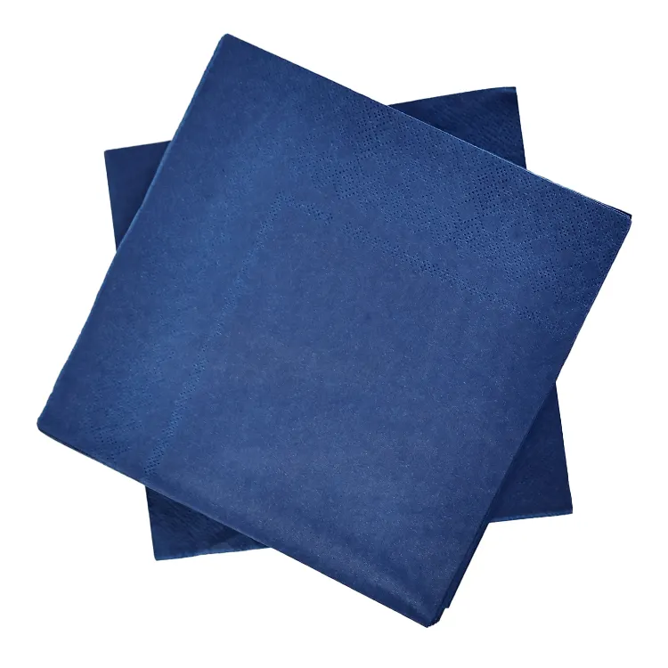 Custom disposable raw material blue paper pretty napkins paper custom printing logo wine thick paper napkin design