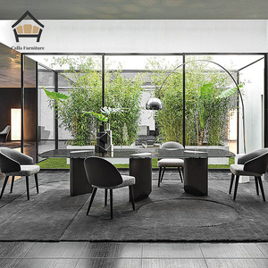 <span class=keywords><strong>Table</strong></span> à manger en pierre frittée de style nordique moderne de luxe, plateau en marbre, tables rectangulaires et rondes haut de gamme pour la maison, meubles de restaurant - Product Image 5
