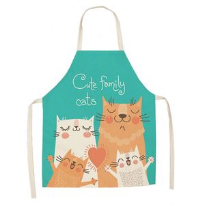 Delantal de Cocina con Estampado de Gato de Dibujos Animados, Delantales sin Mangas de Algodón y Lino para Hombres y Mujeres, Herramientas de Limpieza del Hogar - Product Image 3