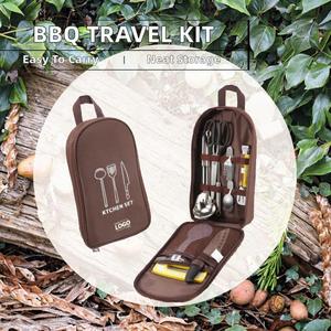 Kit de cuisine portable pour barbecue de camping, pochette pour ustensiles de cuisine d'extérieur, sac de voyage pour utilisation au feu de camp, idéal pour les cadeaux d'affaires - Product Image 2