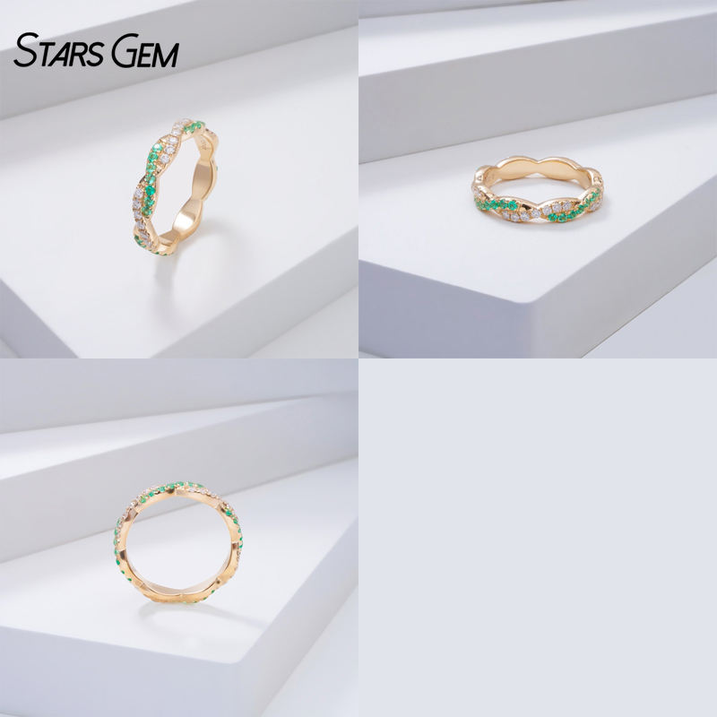 14K Yellow Gold+Lab Emerald