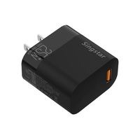 Chargeur rapide USB QC3.0 à port unique 25W, prise standard américaine noire, adaptateur de charge rapide pour voyage