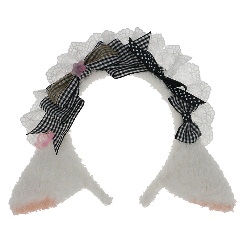 Симпатичные милые женские волосы для косплея Лолита овечье ухо украшение волос ягненка бабочка обруч женские аксессуары для волос