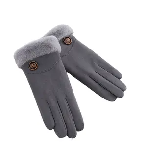 Fashion touch screen riding faux suede sexy women winter bike gloves