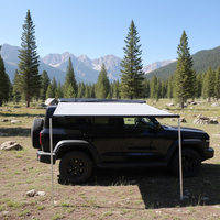 Auvent de toit de véhicule tout-terrain 4x4 en tissu ripstop, auvent latéral rétractable avec poteaux renforcés pour SUV, Jeep, camping