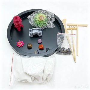 Mini-jardin zen japonais en gros, kit de jardin zen <span class=keywords><strong>miniature</strong></span> rond avec roches et sable pour bureau ou maison, cadeau de bureau - Product Image 5