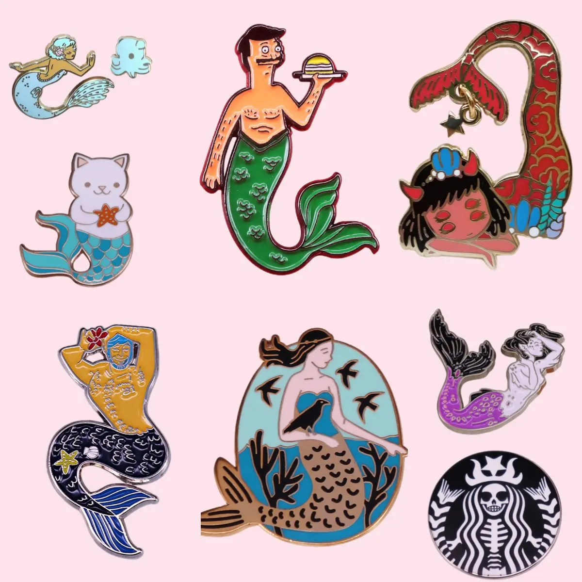Gorgeous Mermaid Cartoon Enamel Pin Lovely Sea Princess Badges Beautiful Girl pin Accessory Jewelry Gifts Wholesale
