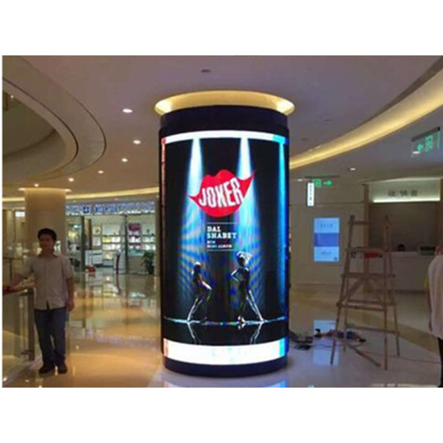 4K Indoor Flexible Cylindrical Led Single Sign Display Column Custom Expo Curved Advertising Screen for Pillar Circular Ledwall