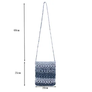 Women Hand woven small mini Straw Crossbody Purse Beach Handmade Woven Shoulder Bag with Tassels