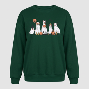 Sudadera de Manga Larga para Mujer, con Estampado de Calaveras de Halloween, Transpirable, 200g, Linda, Holgada, de Algodón y Bambú, Cuello Redondo, Hombros Caídos - Product Image 1