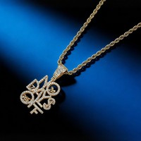 Pendentif en laiton avec lettres CZ 'No Days Off', collier en zircon cubique 'Iced Out', bijoux Hip Hop, cadeau Bling Bling