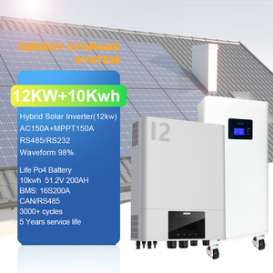 แบตเตอรี่ลิเธียมไอออน <span class=keywords><strong>SUOER</strong></span> 10KWH ระบบอินเวอร์เตอร์พลังงานแสงอาทิตย์ไฮบริด 12KW พร้อมตัวควบคุม MPPT และแผงโซลาร์เซลล์แบบโมโนคริสตัลไลน์ - Product Image 1