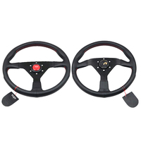 Volant de voiture en cuir PU de 345 mm, volant de course JDM, volant sport pour drift, avec logo