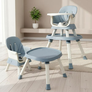 Silla de Comedor Convertible 4 en 1 de Plástico para Bebés y Niños Pequeños, Fácil de Limpiar, con Arnés de Seguridad y Diseño Plegable, Superventas - Product Image 4