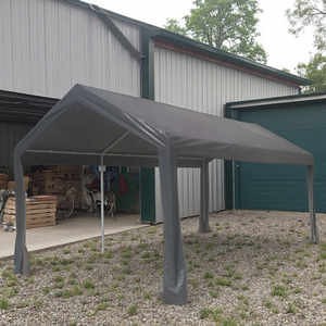 Structure en acier robuste, auvent de garage portable 3*6m, comprend des rideaux latéraux amovibles et une porte d'entrée - Product Image 3