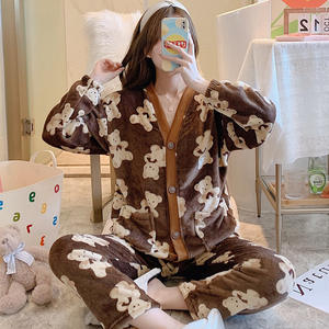 <span class=keywords><strong>Pigiama</strong></span> Loungewear Cardigan in <span class=keywords><strong>pile</strong></span> corallo da notte da donna <span class=keywords><strong>con</strong></span> <span class=keywords><strong>bottoni</strong></span> scollo a v diretto in fabbrica - Product Image 5