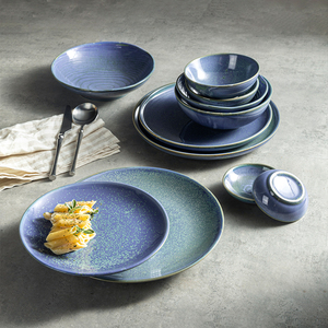 تصميم جديد غسالة أطباق زرقاء عالية الجودة خزف لامع & طقم أطباق لتناول الطعام العصري واستخدام الفندق - Product Image 2