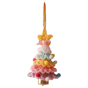 Ornement suspendu en forme de sapin de Noël, fait main au crochet, pendentif clochette en fil tricoté, décoration de Noël pour la maison et la voiture, cadeau de fêtes, 15 styles - Product Image 2