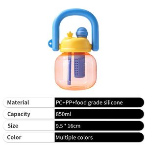 2025 Cute Kids Straw Type Eco-Friendly Large Capacity 850ml Portable Clear <b>Plastic</b> Water Bottle for Back to School - Product Image 4