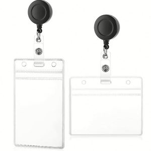 X57 Hot-selling ID Card Holder with 1.5cm ID Lanyard Retractable <b>Badge</b> Reel and Chest Card <b>Clip</b> - Product Image 2