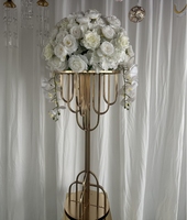 Vente en gros Centres de table de mariage Porte-fleurs en métal doré Vase à fleurs Décoration de mariage Centres de table