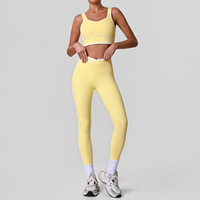 Conjunto de yoga personalizado para mujer con diseño de bloques de color, conjunto deportivo para fitness, entrenamiento, correr, con sujetador de espalda hermosa