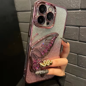 เคสโทรศัพท์สุดหรูลายผีเสื้อสำหรับผู้หญิงทรายดูดระยิบระยับระยิบระยับสำหรับโทรศัพท์15 <span class=keywords><strong>14</strong></span> 13 12 <span class=keywords><strong>11</strong></span> PRO MAX กับฝาครอบฟิล์มเลนส์กระจก - Product Image 6