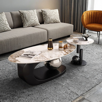 Leichter Luxus-High-End-Edelstahl rahmen Moderner einfacher ovaler Couch tisch im italienischen Stil für kleine Wohnungen