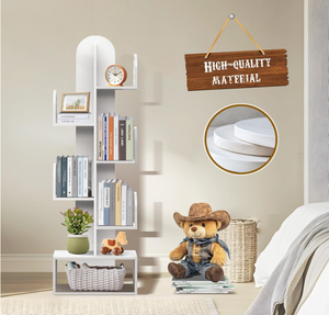 Estantería de Madera con Forma de Cactus de 5 Niveles, Estante Alto para Libros de Esquina, Organizador para CD/Películas/Libros, Ahorro de Espacio para Espacios Pequeños - Product Image 5