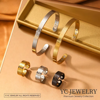 Set Cincin dan Gelang Terapi Magnetik Arab dari Baja Anti Karat 316L, Tahan Noda, Ayat Kursi, Penyembuhan Islami, Grosir