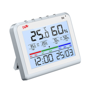 D6 Đồng hồ nhiệt độ và độ ẩm mét <span class=keywords><strong>HYGRO</strong></span>-Nhiệt kế với giá trị tối đa và min cho vườn ươm nhà phòng thí nghiệm bảo tàng văn phòng sử dụng - Product Image 1