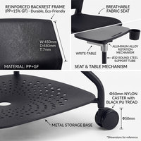 Chaise de formation avec table en fibre de verre PP, table et chaise de formation pour adultes, dernières chaises et sièges de salle de formation pour bureau et école