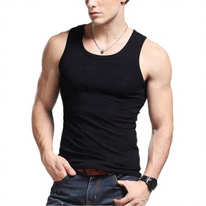 Camiseta sin mangas de algodón para hombre, con logo personalizado, lisa, sin mangas, proveedor mayorista, camisetas sin mangas de color sólido con cuello redondo para hombre - Product Image 4