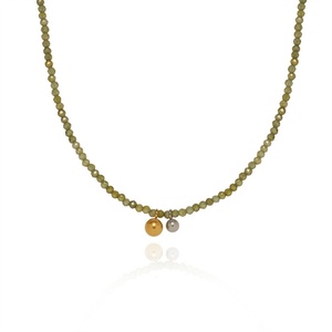 Collar de Joyería Vintage con Cuentas Doradas y Cadena de Cuentas Verdes para Mujer - Product Image 1