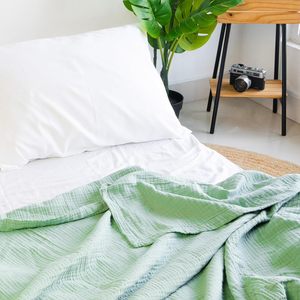 Manta de Muselina 100% Algodón Color Verde Salvia, Manta Envolvente de Algodón, Manta para Cama, Sofá - Product Image 4