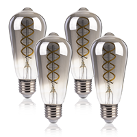 Bon marché Usine 220V E27 Rétro Edison ST58 Spiral Ampoule 5000K Lumière du jour 4W LED Corps en verre pour usage résidentiel Certifié CE