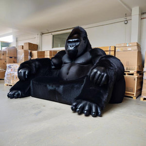 เก้าอี้หนังสีดำ Y810ลายกอริลลาจิ้งจอกเก้าอี้พักผ่อนหรูหราโรงแรมวิลล่าพนักงานต้อนรับงานศิลปะเก้าอี้นุ่มลิงชิมแปนซี - Product Image 5