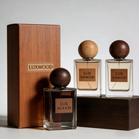 Botol Parfum Kaca Persegi Laris Manis dengan Tutup Kayu 50ml 100ml Botol Semprot Parfum Bening/Buram untuk Kemasan Kosmetik