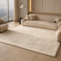 Tapis Minimaliste en Laine Crème Blanc Doux et Épais, Luxe Moderne, Tufté à la Main, pour Chambre, Salon, Villa, Hôtel, Designer