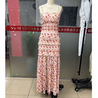Robe maxi à volants à imprimé floral rose personnalisée pour femmes Robes à volants pour femmes