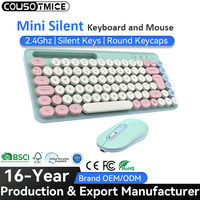 OEM ODM Korean Japanese Arabic French Round Keycap Office Protable Cute Silient Colorful Silent Mini Wireless Keyboard and Mouse