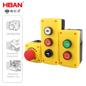 HBAN IP65ทนทานกันน้ำกันฝุ่น22มม. หัวเห็ด LED สีเหลืองขั้วสกรูปุ่มกด10A 1NO1NC 660V - Product Image 1