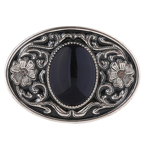 Hebilla de Cinturón Ovalada de Aleación con Diseño Floral Vaquero Occidental, Accesorio para Jeans de Alta Calidad e Ingeniosamente Diseñado - Product Image 3