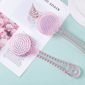 Household Oval Plastic <b>Bath</b> <b>Brush</b> with Soft Bristles Short-Handled Hanging Design <b>for</b> Bathroom Shower <b>Back</b> - Product Image 1
