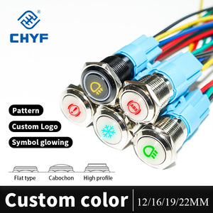 CHYF Custom Length 12 16 19 22mm Metal <strong>Pushbutton</strong> <strong>Switch</strong> Connector With LED CE ROHS <strong>IP67</strong> Stainless Steel Momentary <strong>Switch</strong> - Product Image 2