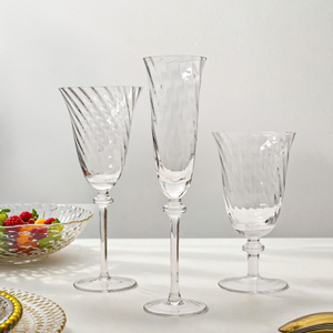 Thiết kế quang học trong suốt tinh thể thủy tinh màu đỏ rượu vang thủy tinh rượu sâm banh ly cocktail ly thủy tinh cho tiệc cưới - Product Image 2