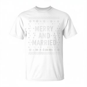 Camiseta para parejas de Navidad, Felices y Casados, para la primera Navidad de Mr y Mrs - Product Image 2