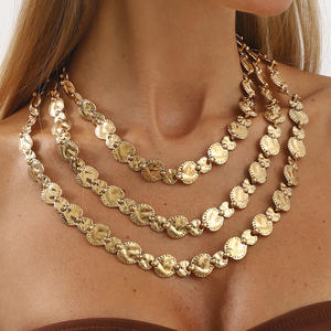 Kaimei 2026 joyería de moda Moneda de Oro geométrica collar apilado multicapa exagerado Punk moda disco redondo collares de oro - Product Image 1